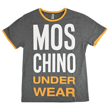 MOSCHINO UNDERWEAR英字LOGO棉質短T(灰/黃邊)