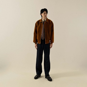 【NaSuBi Vintage】Upcycling釘釦細節絨面古著夾克外套