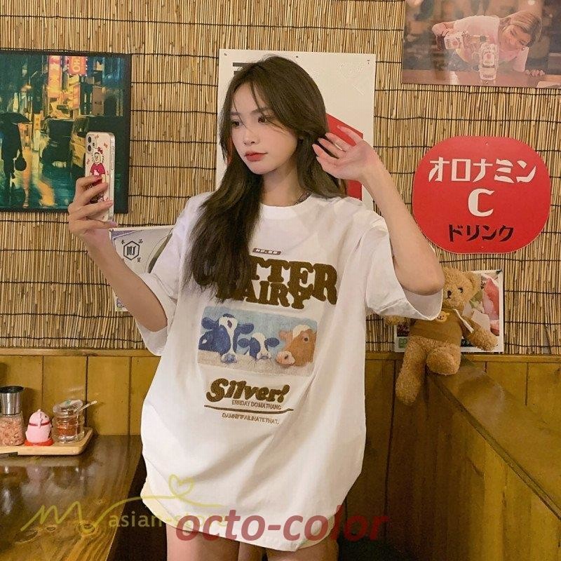 カットソー レディース 着痩せ 夏コーデ 可愛い ワイドTシャツ