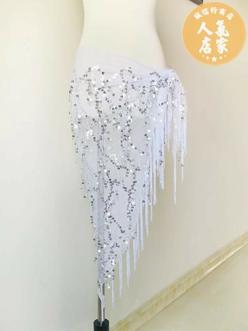 腰鍊 褲鍊 練功鍊 新款肚皮舞腰鍊女練功服臀巾初學者練習三角巾流蘇亮片腰帶