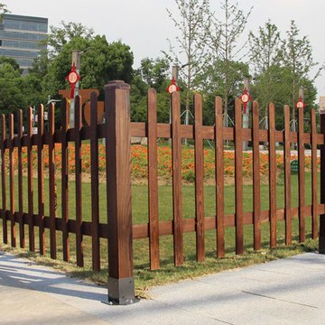 戶外木柵欄隔斷籬笆圍欄 柵欄圍欄庭院花園別墅草坪圍墻護欄菜園碳化防腐實木隔離網門裝飾