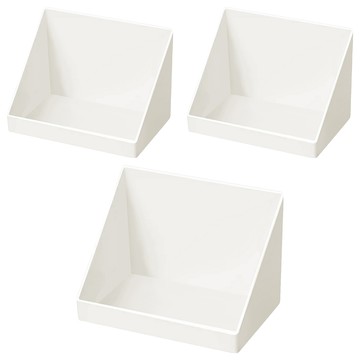 E.dot 斜口收納盒 簡約雜物收納盒 8.5x8x11.5cm  白色  3個