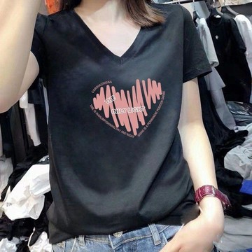 台灣现貨  纯棉T恤 夏天上衣 V領顯瘦短袖 女生上衣 正肩T恤 短袖上衣 短袖t恤 百搭上衣 女生短袖 純棉上衣 短袖