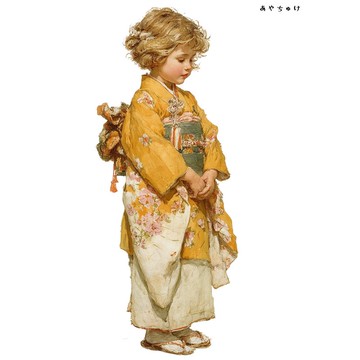 【12月新品4】07-114-0075 人物貼紙 和服復古