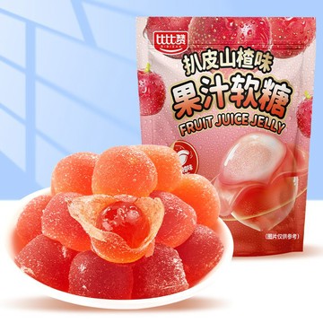 比比贊扒皮山楂味果汁軟糖85g/袋網紅高顏值夾心QQ糖扒皮橡皮糖