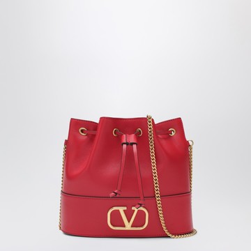 Vlogo red leather bucket bag