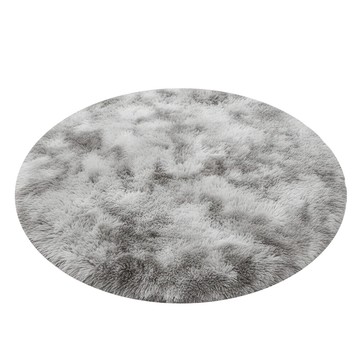 上手家居 長絨毛圓形地毯 柔軟親膚 不易掉毛  淺灰色  80cm