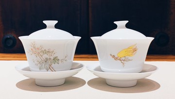 不言美器 釉中彩 如意奉杯