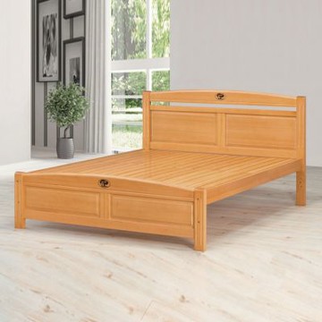 文創集 福順5尺雙人實木床台(採用實木床底板+床底板二段高度可調)-156x196x97cm免組