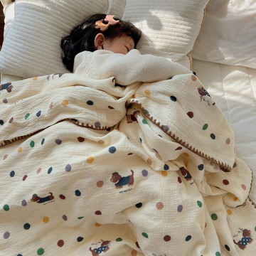 全棉皺皺紗小毛毯a類母嬰級兒童午睡毯子蓋毯夏季薄款純棉夏涼被鑫弘-家具衛浴 可打統編