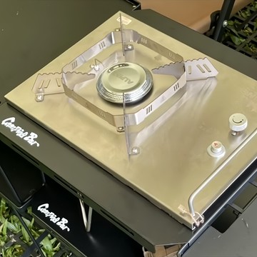 Campingbar 單口爐連接板 鐵製材質 堅固耐用  1個  Black  34 x 37cm