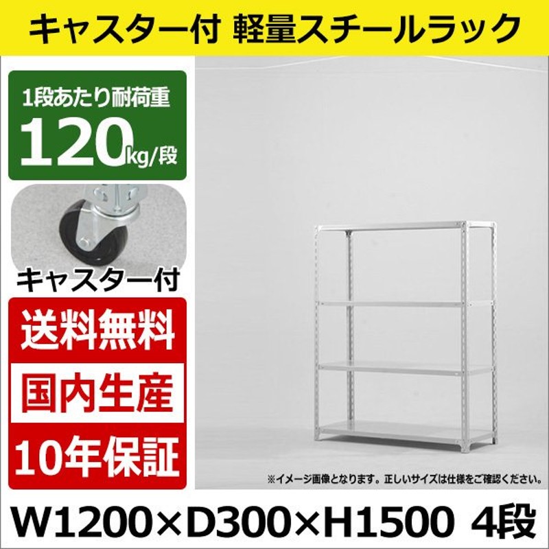 スチールラック スチール棚 キャスター付き 業務用 収納 軽量棚 幅120 奥行30 高さ150 4段 120kg/段 通販  LINEポイント最大0.5%GET | LINEショッピング