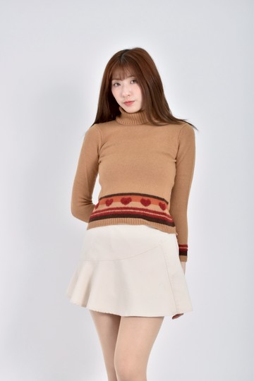 (S) cotton inn質感針織高領棕色毛衣