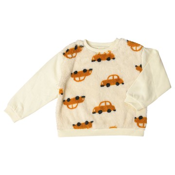 akachan honpo - 長袖休閒上衣-滿版圖案 起絨-白色