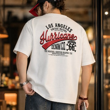 Wuluwear 220克厚款短袖T恤男士新款機車字母印花上衣
