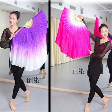 秀色真絲舞蹈扇子雪中梅扇舞蹈扇子綠色真絲雙面扇子秀色雙扇特價