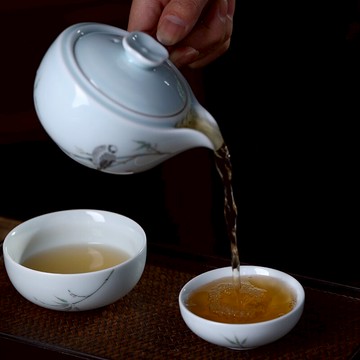 景德鎮陶瓷快客杯一壺二杯側把茶壺茶杯簡易功夫茶具套裝旅行便攜
