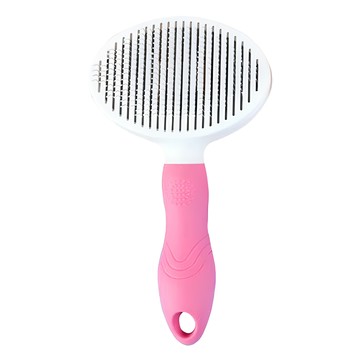 不鏽鋼寵物梳  寵物清潔毛刷  寵物針梳  貓咪梳子  寵物梳毛  寵物美容刷  適用於貓和狗  19x9cm  粉色  1把