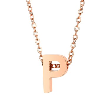 台灣客製化鏈長項鍊 純鋼字母P玫瑰金色鎖骨項鏈－DUSHA ACCESSORY 杜莎飾品