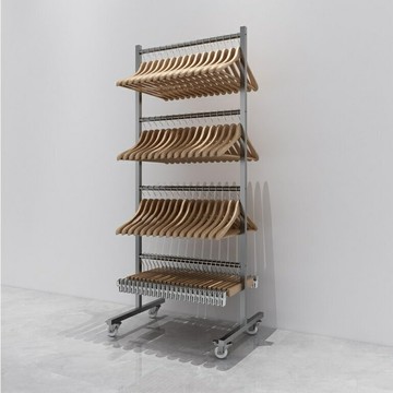 服裝店不鏽鋼移動多層衣架落地收納架大容量男女褲架倉庫衣掛衣架衣服架