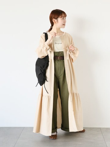 2WAY前後穿綁結袖口設計分層式開襟洋裝(FF33L0H1080) - ehka sopo