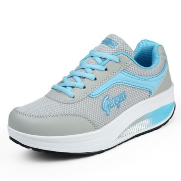 春秋夏季新款網面搖搖鞋運動跑步鞋女旅游鞋松糕厚底單鞋女韓版潮