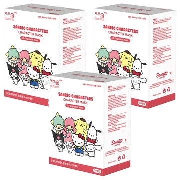 eorinsum Edge 三麗鷗角色口罩 新迷你款 幼兒拋棄式口罩  30片  大耳狗 天空藍 + 粉紅色 + 白色  3盒