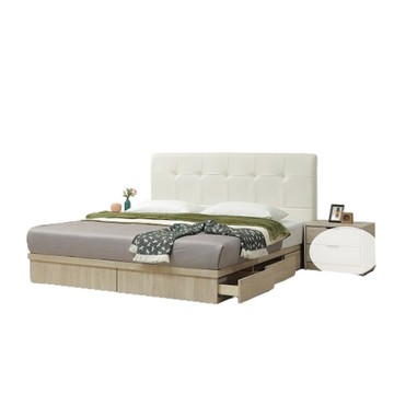 【MUNA 家居】方格5尺PVC磨皮床片底組/J57/共兩色/床片+六抽床底米色