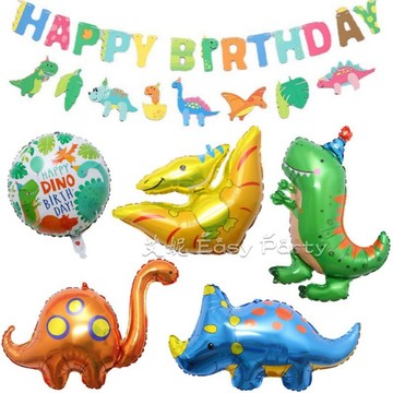 恐龍氣球 生日旗 台灣現貨🦖A080艾妮 生日派對佈置 恐龍派對旗 週歲 生日氣球 兒子禮物 造型氣球 恐龍旗 拉旗掛旗