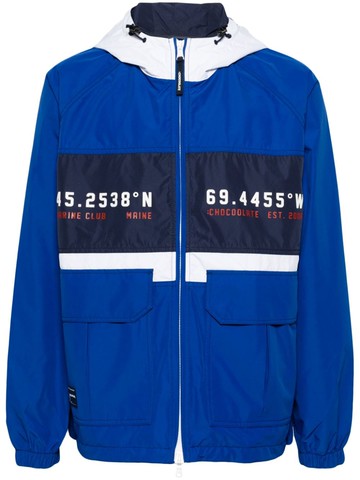 CHOCOOLATE - colour-block hooded jacket - men - Polyester - L - Blue