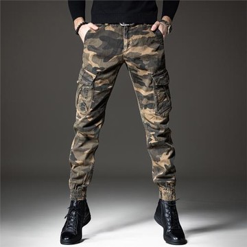 貴色秋季加絨迷彩工裝褲男戰術束腳戶外耐磨秋季男士傘兵休閑褲子