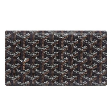 GOYARD Richelieu Goyardine帆布印花扣式多卡零錢長夾.黑咖