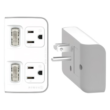 POLYWELL 寶利威爾 2切2座節能小壁插 3轉2P 獨立開關省電  PW15-T05-A081  1個