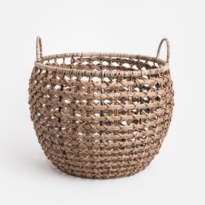 查莉編織提把收納籃L 淺咖