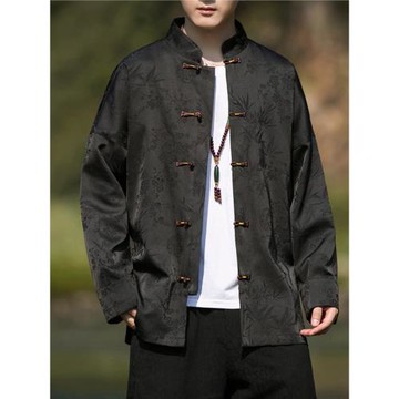 新中式漢服唐裝男款盤扣夾克春秋季外套國潮青年寬松休閑復古風潮