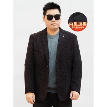 秋冬大碼男裝休閑西服加肥加大胖子加棉單西外套男夾棉加厚小西裝
