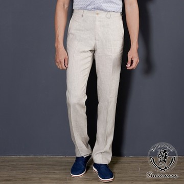 BARONECE 季節限定亞麻平面休閒褲_米色(103661-30)