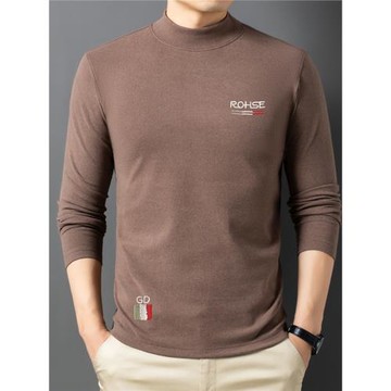 春秋季休閑半高領德絨衛衣男士長袖T恤韓版男裝雙面絨磨毛打底衫