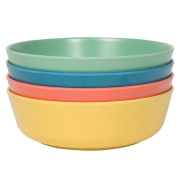 Now Designs Ecologie竹纖維淺餐碗4件組  淺餐碗 4個  綠色 + 藍色 + 橘色 + 黃色  1組