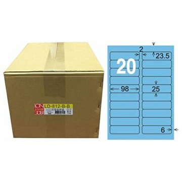 【龍德】A4三用電腦標籤 25x98mm 淺藍色 1000入 / 箱 LD-812-B-B【APP滿額下單10%點數(單一帳號最高1000點)】4/30止