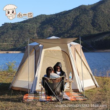 帳篷戶外3-4人5-8人全自動防暴雨野外露營野營雙層加厚全鋁桿黑膠