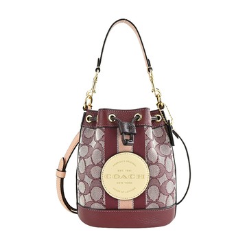 COACH MINI DEMPSEY圓標LOGO兩用水桶包（迷你/酒紅） _廠商直送