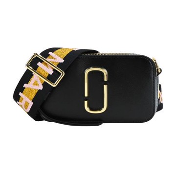 MARC JACOBS SNAPSHOT 防刮撞色雙層斜背/相機包-黑/白