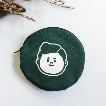 油頭介太墨綠色圓形零錢包 附掛繩