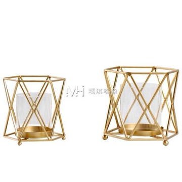 蠟燭臺  北歐輕奢金色鐵藝蠟燭臺浪漫燭光晚餐樣板間桌面裝飾婚慶  瑪奇哈朵SUPER 全館特惠9折