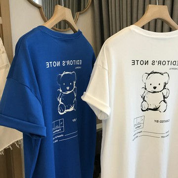 【巴黎精品】現貨+預購 T恤短袖上衣-純棉卡通印花寬鬆女裝2色a1ge56