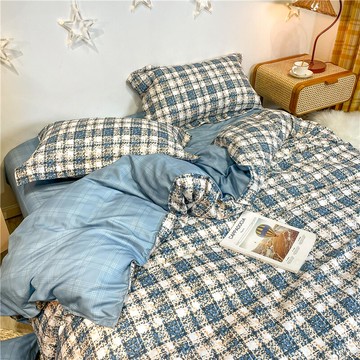 四件套水洗棉簡約植物羊絨夏家用雙人床上用品單人學生宿舍三件套