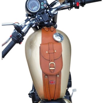 TRIUMPH (復古棕) 真皮油箱綁帶飾板，適用於 T100, T120, Bobber