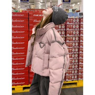 粉色小個子短款羽絨服女2025冬新款設計感小眾洋氣時尚白鴨絨外套