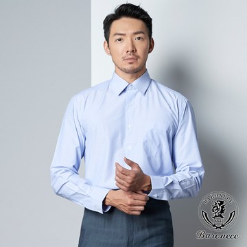 【BARONECE】低調質感休閒長袖合身襯衫_藍(520456)